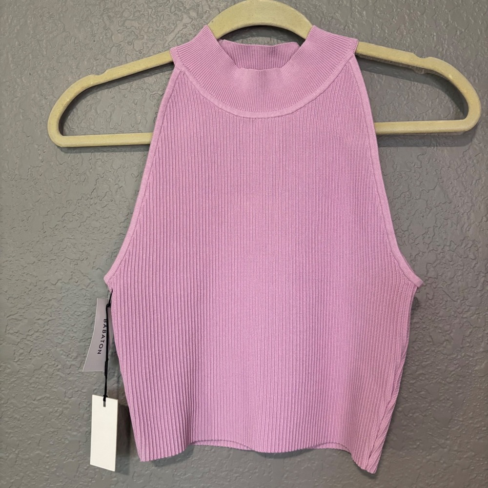 Babaton Aritzia Sculpt Knit Halter Top Lyrical Lilac Purple Ribbed Tank Medium
